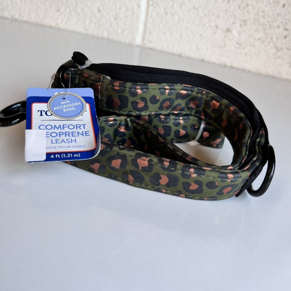 NEW Unisex Top Paw 4 Ft Neoprene Leash Dog Puppy NWT Animal Print Green Camo